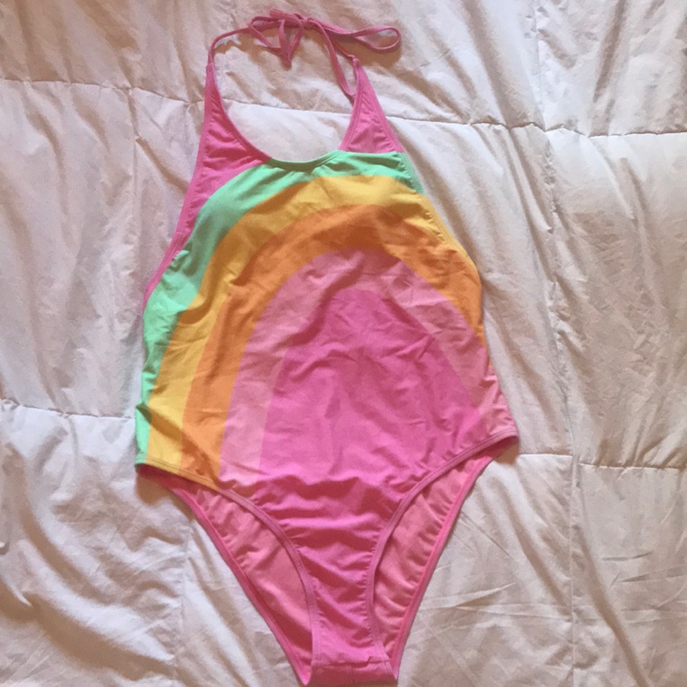 High-cut halter top one-piece bathing suit by Lolli Swim